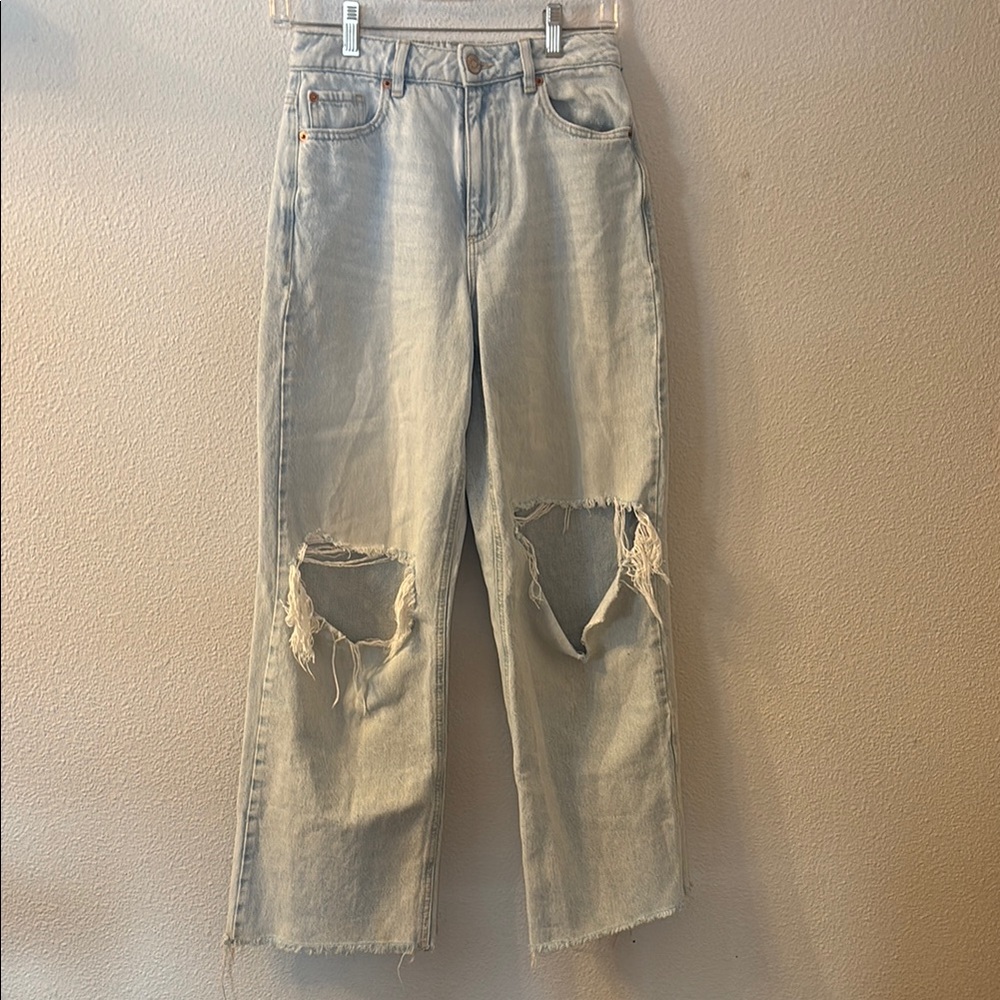Garage Denim Street Wide Leg Light Blue Distressed Jeans size 1/25